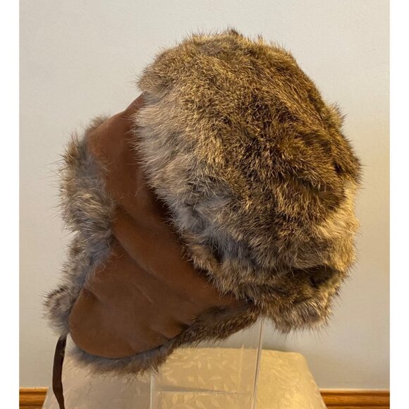 North King Seifter & Sons Brown Rabbit Fur Aviator Trapper Hat Ear Flaps Medium - Picture 5 of 10
